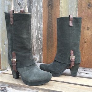 Earthies Lintz Pine Mid Calf Suede Boots Size 8